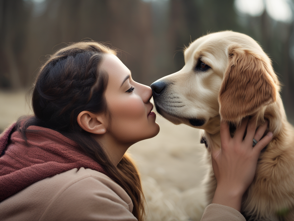 Chica acariciando aun perro